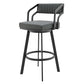 HomeRoots 30" Timeless Slate Grey Faux Leather Swivel Counter Stool With Silver Finish