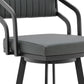 HomeRoots 30" Timeless Slate Grey Faux Leather Swivel Counter Stool With Silver Finish