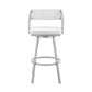 HomeRoots 30" Timeless White Faux Leather Silver Finish Swivel Bar Stool