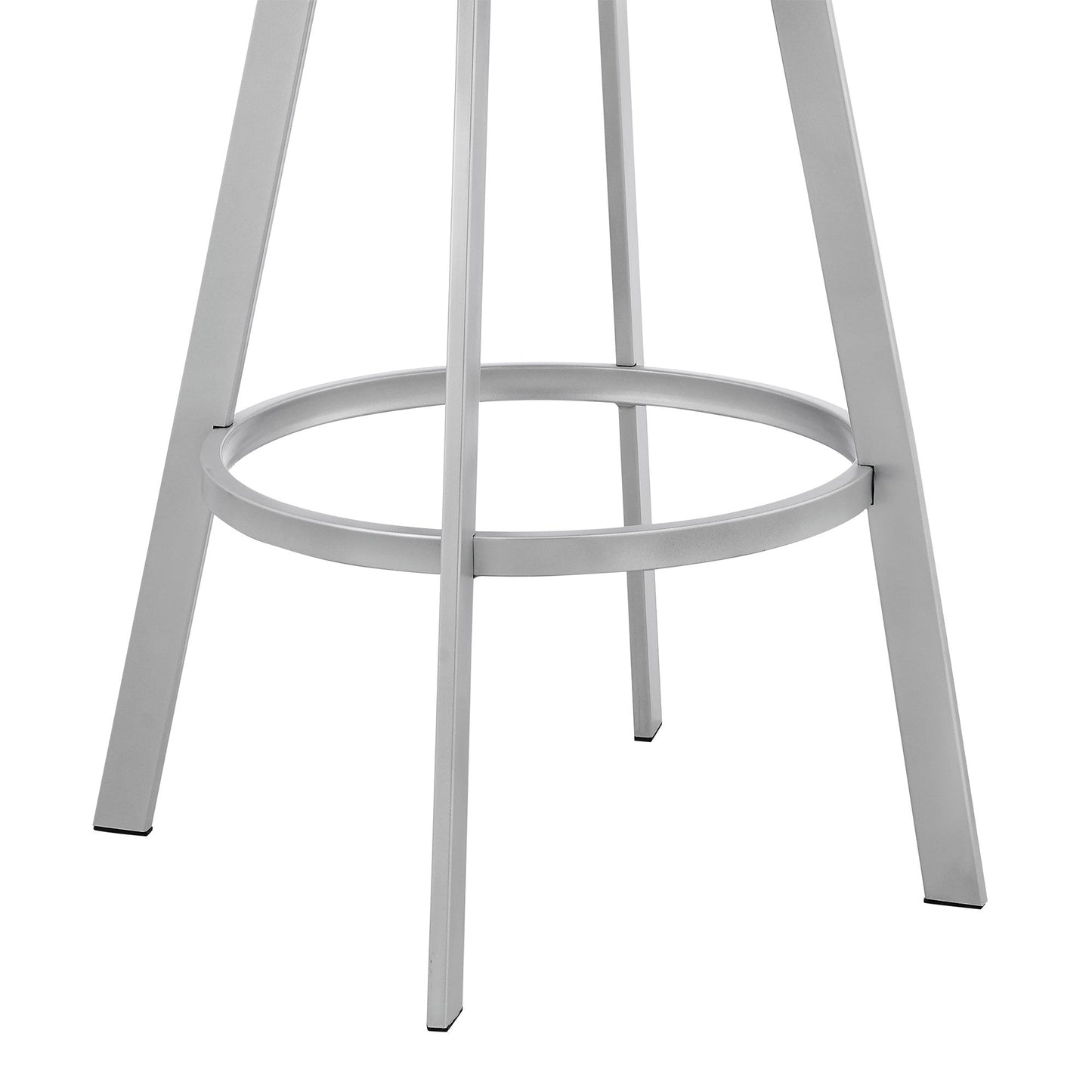 HomeRoots 30" Timeless White Faux Leather Silver Finish Swivel Bar Stool