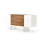 HomeRoots 30" Veneer MDF Glass and Steel Floating Buffet In White and Walnut Finish