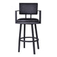HomeRoots 30" Vintage Black on Black Faux Leather Rectangular Swivel Barstool