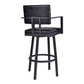 HomeRoots 30" Vintage Black on Black Faux Leather Rectangular Swivel Barstool
