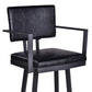 HomeRoots 30" Vintage Black on Black Faux Leather Rectangular Swivel Barstool
