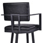 HomeRoots 30" Vintage Black on Black Faux Leather Rectangular Swivel Barstool