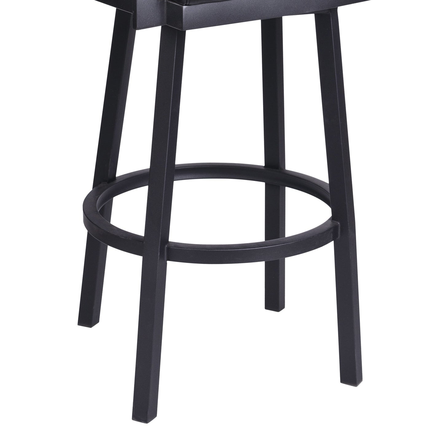 HomeRoots 30" Vintage Black on Black Faux Leather Rectangular Swivel Barstool