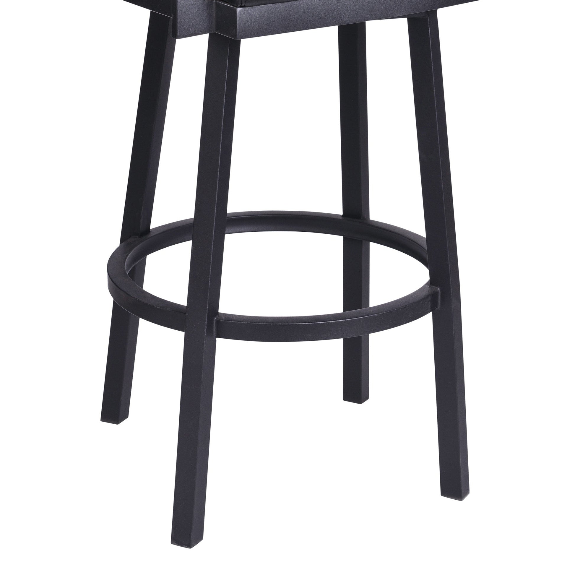HomeRoots 30" Vintage Black on Black Faux Leather Rectangular Swivel Barstool