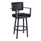HomeRoots 30" Vintage Black on Black Faux Leather Rectangular Swivel Barstool