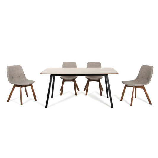 HomeRoots 30" Walnut And Black Wood And Veneer Dining Table