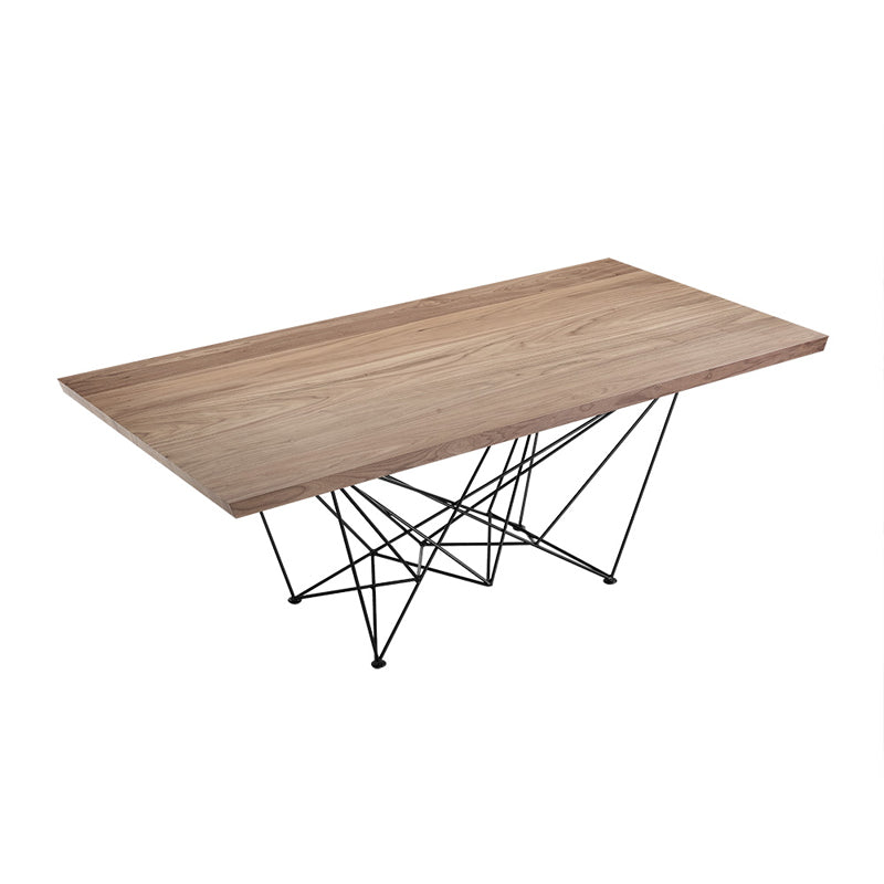 HomeRoots 30" Walnut Veneer And Metal Dining Table