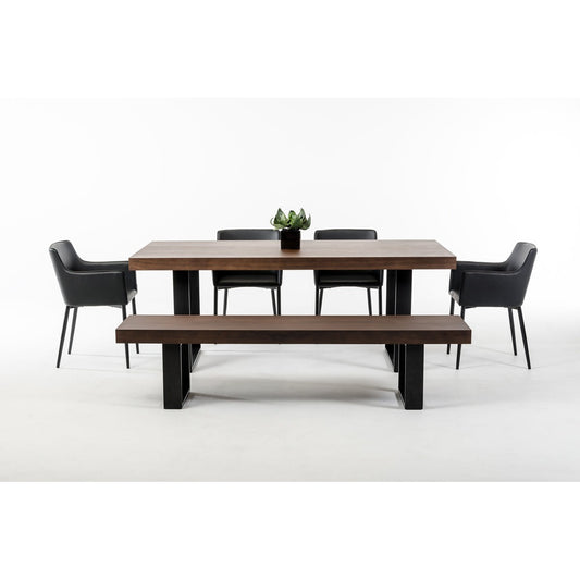 HomeRoots 30" Walnut Veneer And Stainless Steel Dining Table