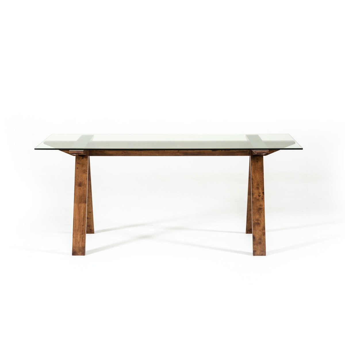 HomeRoots 30" Walnut Wood And Glass Dining Table