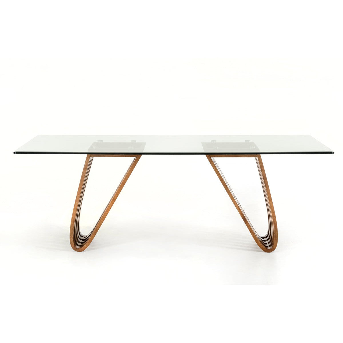 HomeRoots 30" Walnut Wood And Glass Dining Table