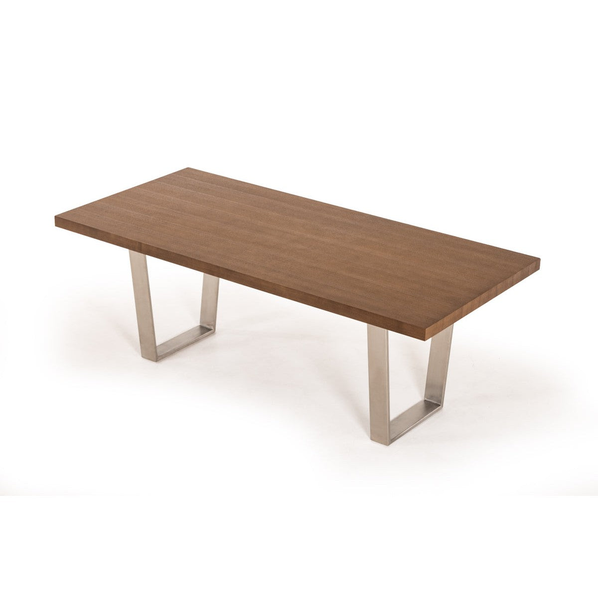 HomeRoots 30" Walnut Wood And Stainless Steel Dining Table