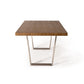 HomeRoots 30" Walnut Wood And Stainless Steel Dining Table