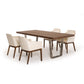 HomeRoots 30" Walnut Wood And Stainless Steel Dining Table