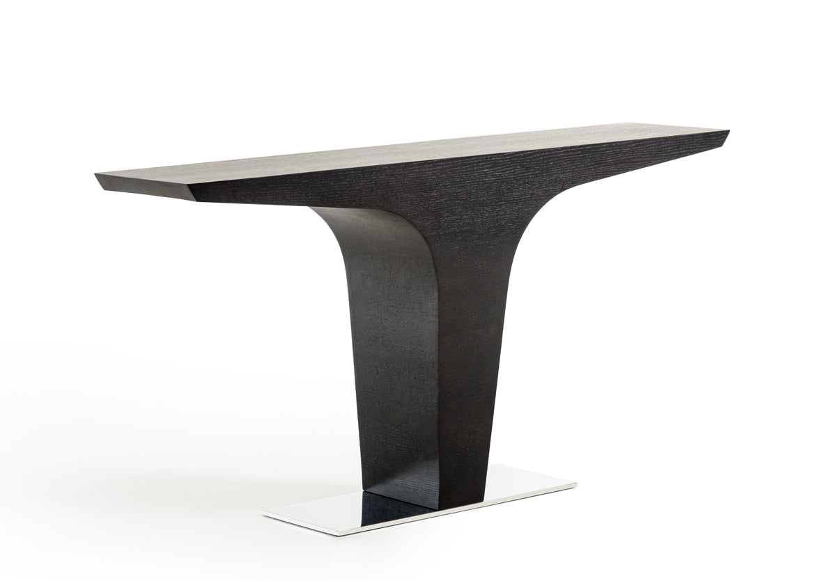 HomeRoots 30" Wenge Veneer and Steel Console Table