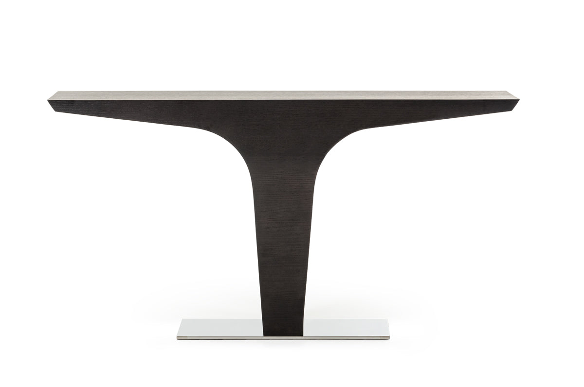 HomeRoots 30" Wenge Veneer and Steel Console Table