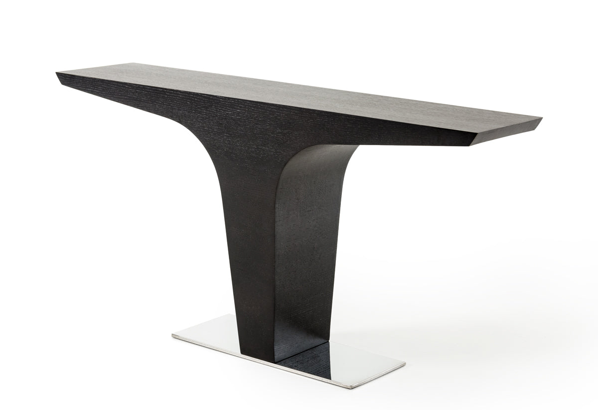 HomeRoots 30" Wenge Veneer and Steel Console Table