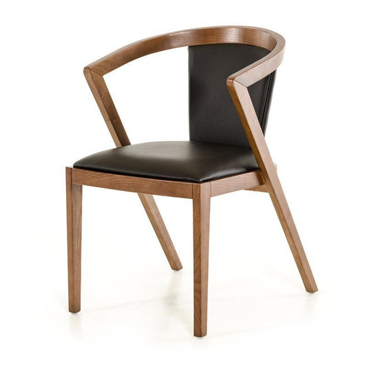 HomeRoots 30" Wood And Leatherette Dining Chair In Walnut And Black