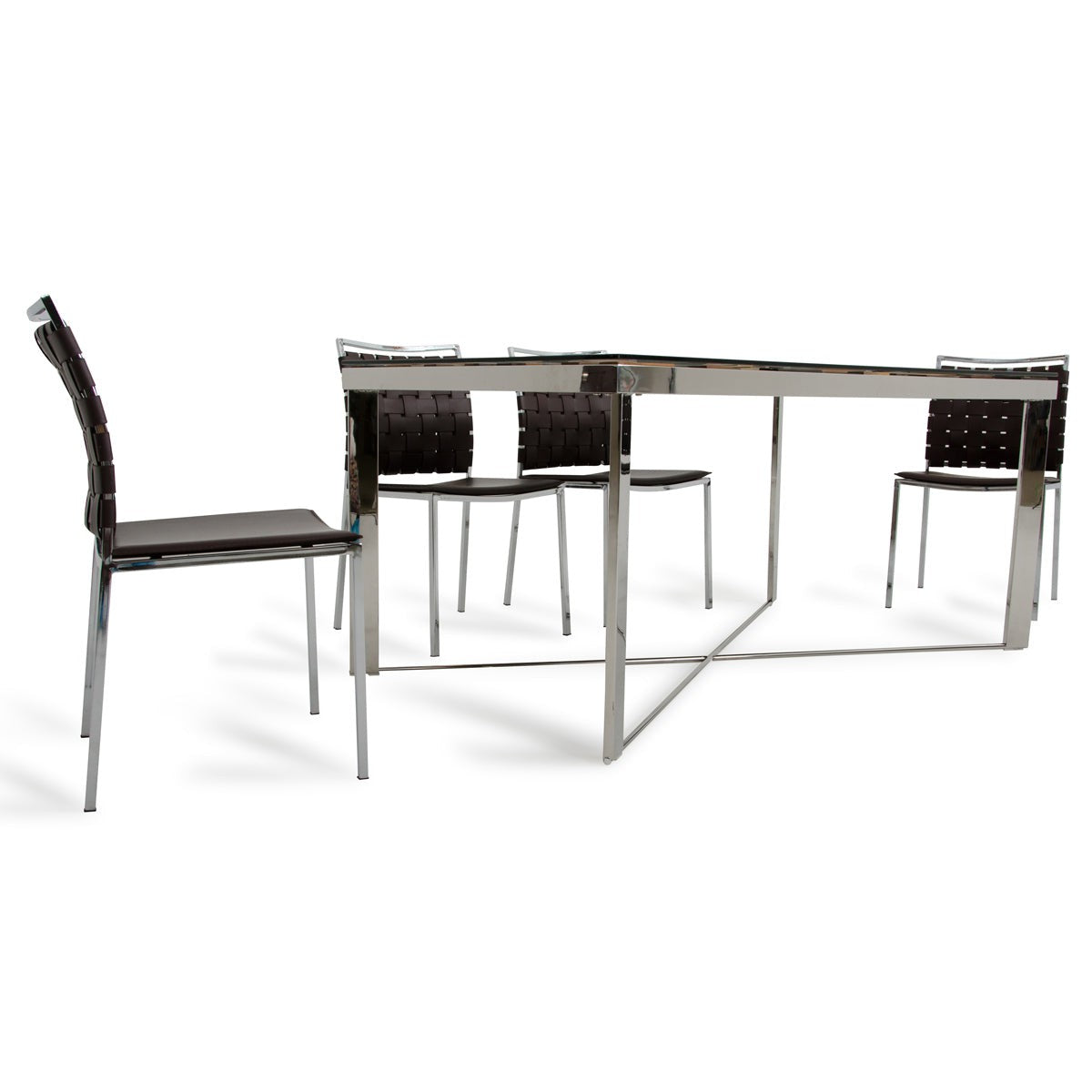 HomeRoots 30" Wood Steel And Glass Dining Table