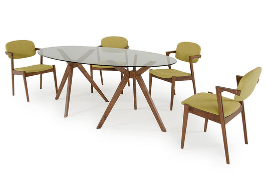 HomeRoots 30" Wood and Glass Oval Dining Table