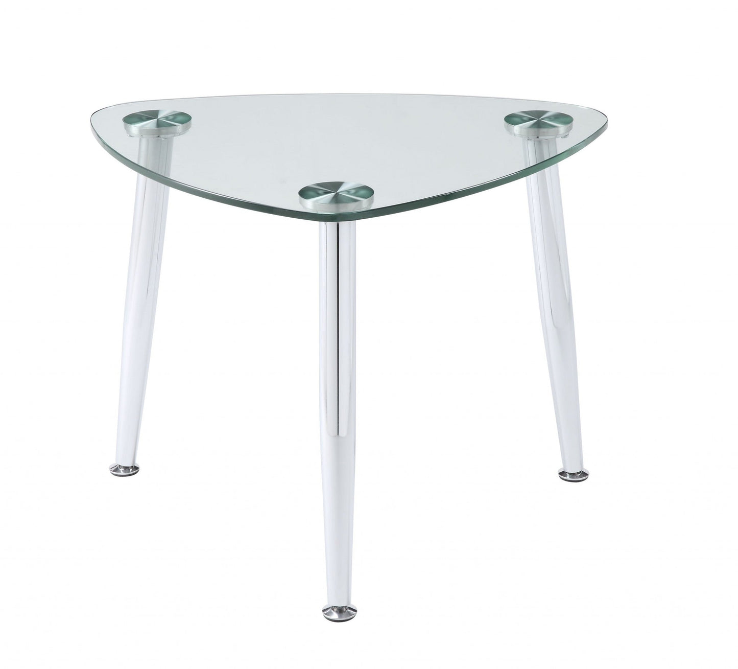 HomeRoots 30" x 24" x 23" Chrome And Clear Glass End Table
