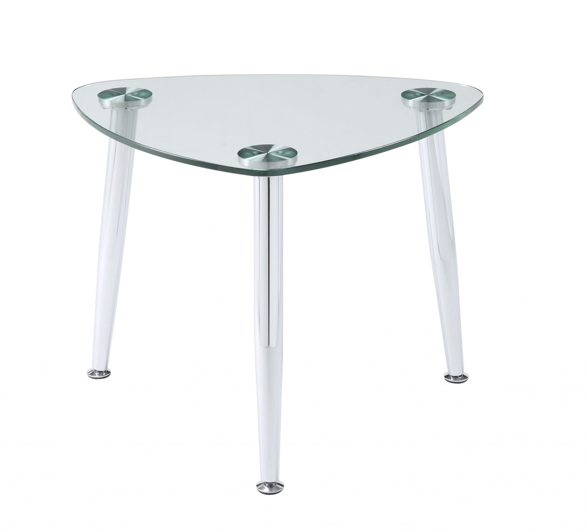 HomeRoots 30" x 24" x 23" Chrome And Clear Glass End Table