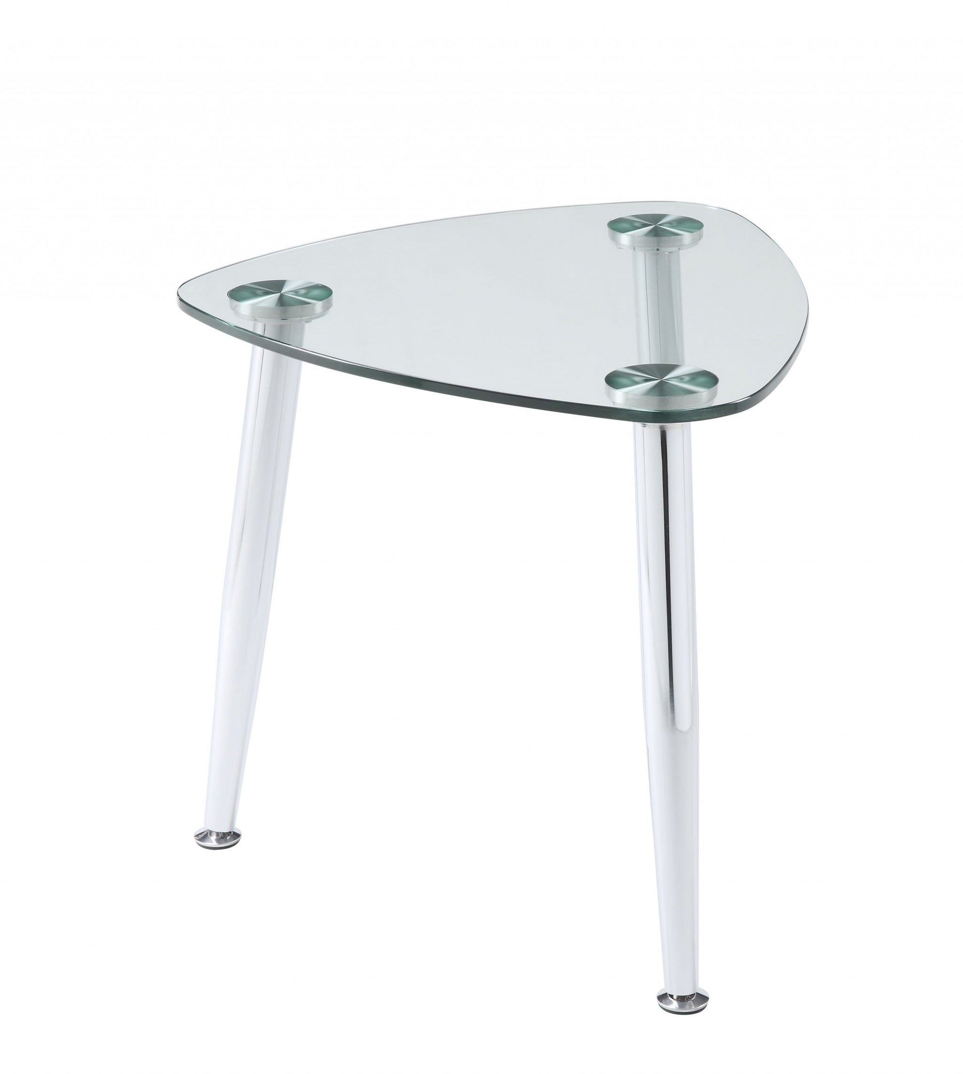 HomeRoots 30" x 24" x 23" Chrome And Clear Glass End Table