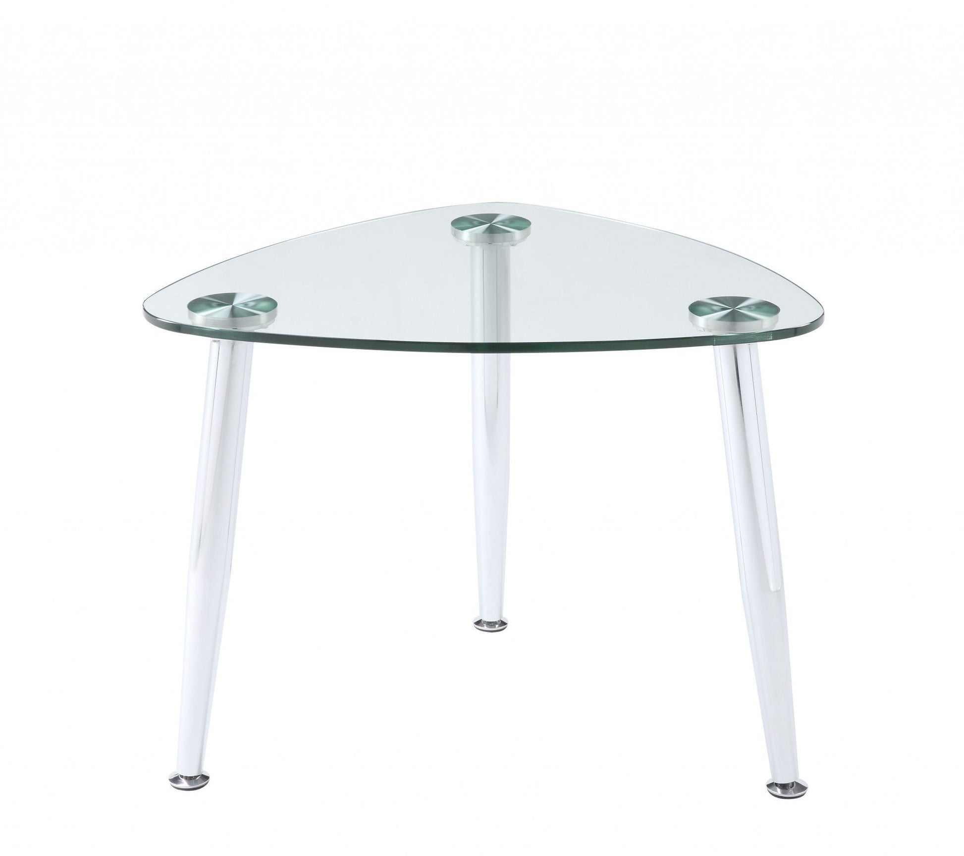 HomeRoots 30" x 24" x 23" Chrome And Clear Glass End Table