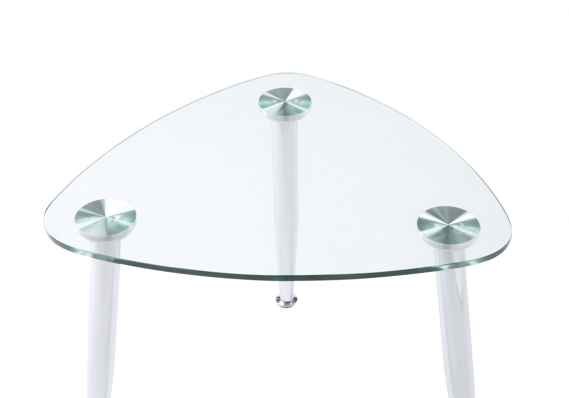 HomeRoots 30" x 24" x 23" Chrome And Clear Glass End Table