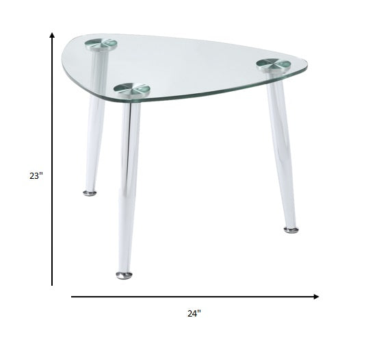 HomeRoots 30" x 24" x 23" Chrome And Clear Glass End Table