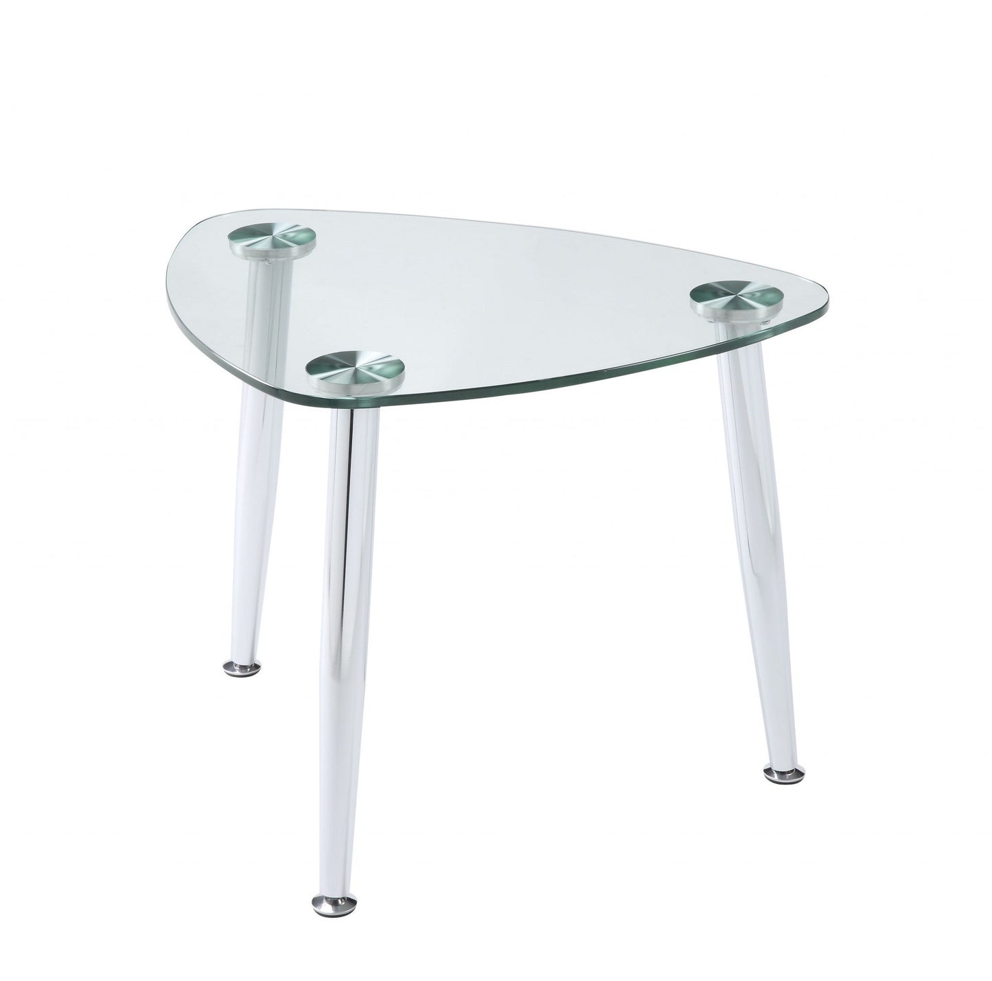 HomeRoots 30" x 24" x 23" Chrome And Clear Glass End Table