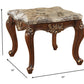 HomeRoots 30" x 30" x 24" Marble Walnut Wood End Table