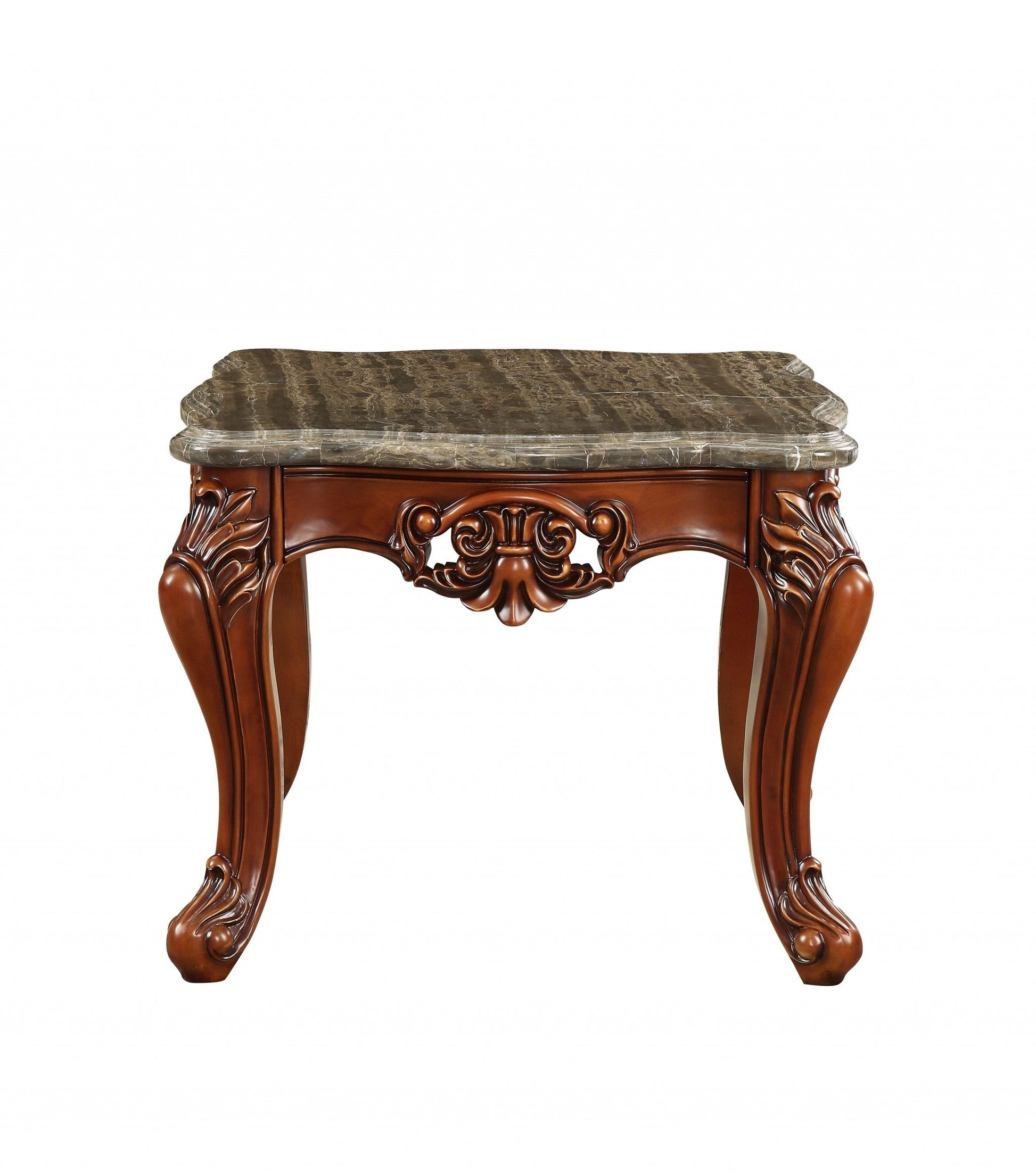 HomeRoots 30' x 30' x 25' Marble Walnut Wood End Table