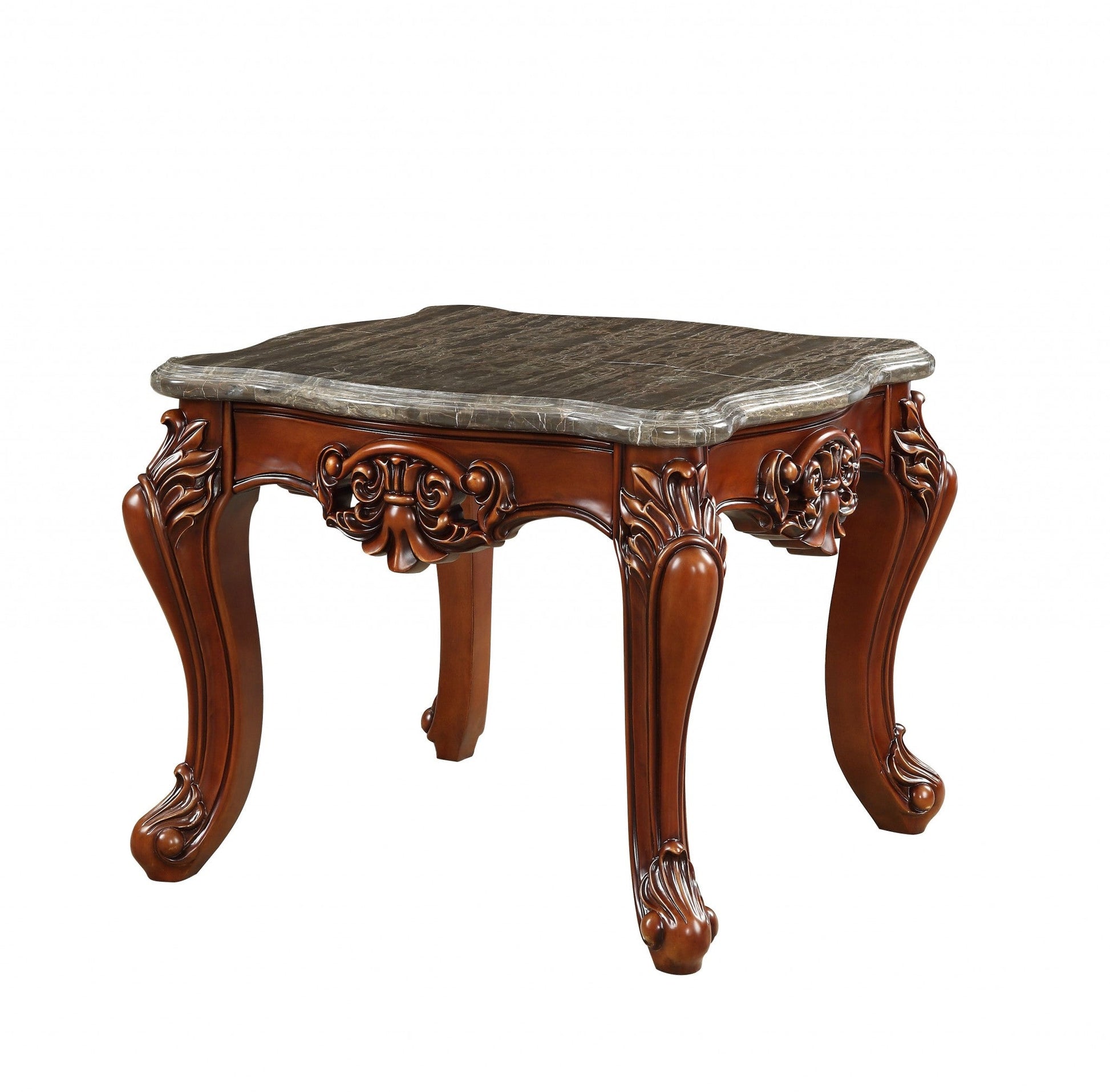 HomeRoots 30' x 30' x 25' Marble Walnut Wood End Table