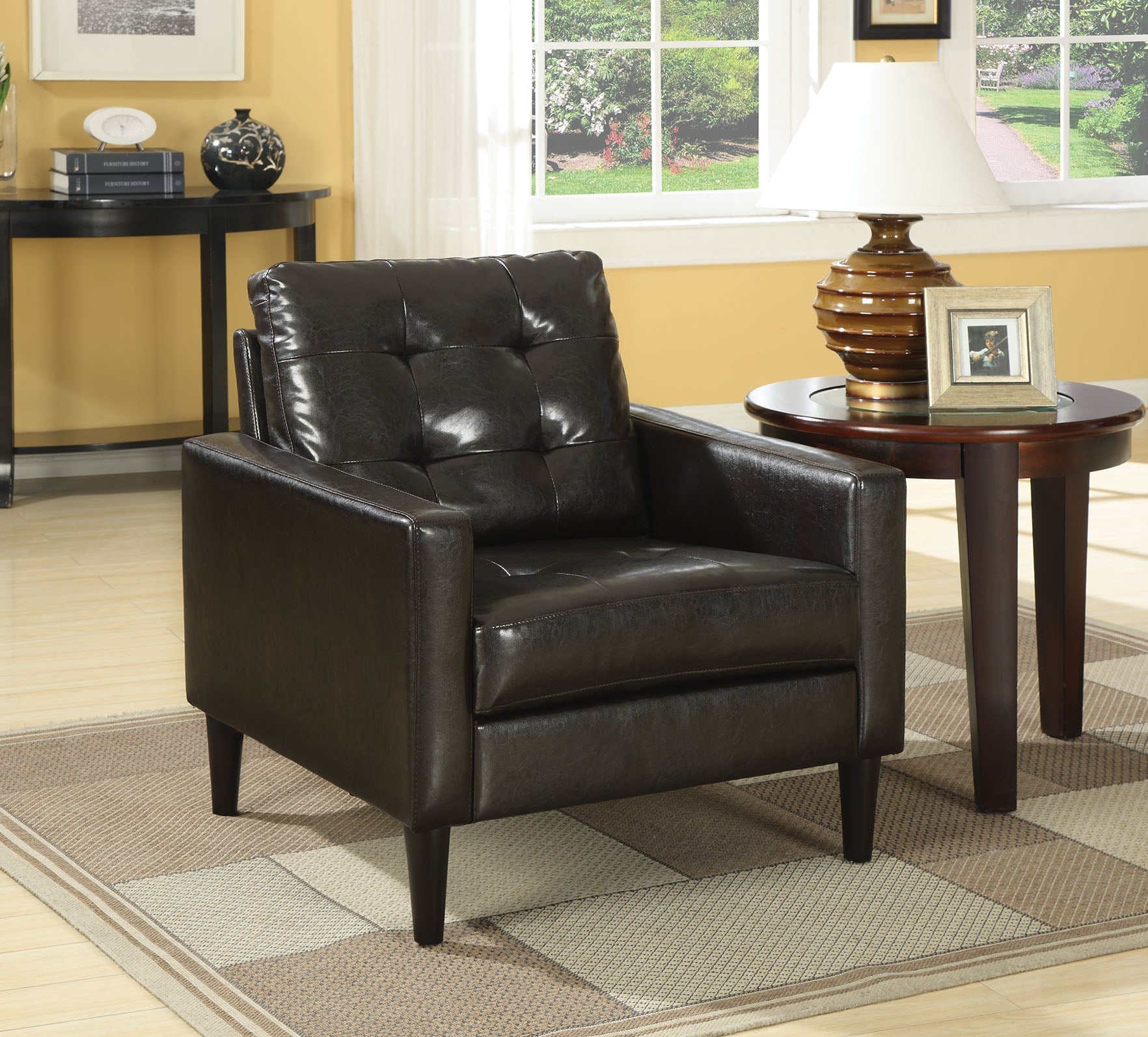 HomeRoots 30" x 30" x 33" Accent Chair in Espresso Finish