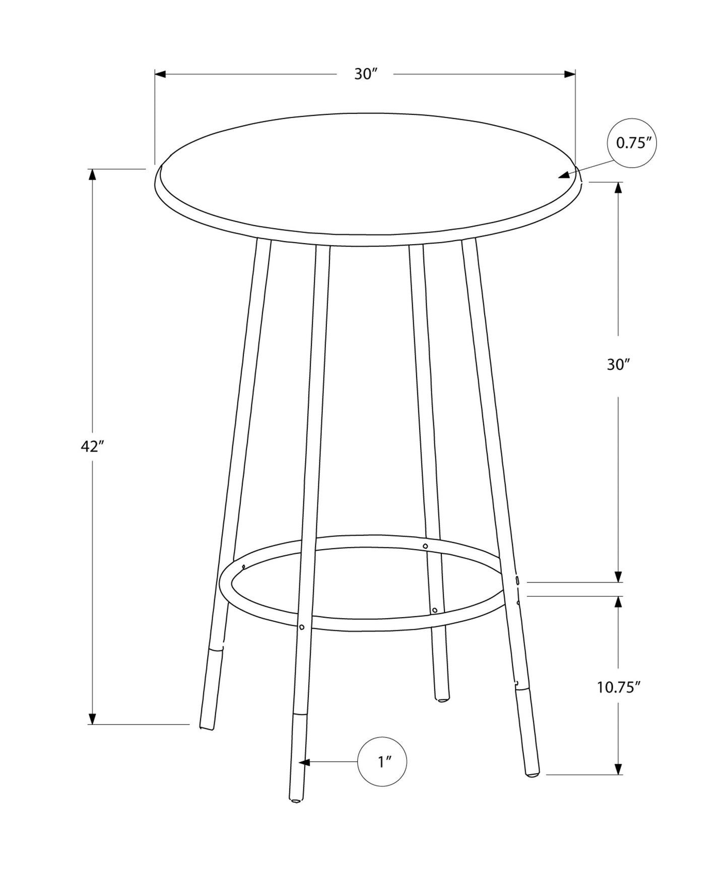 HomeRoots 30" x 30" x 42" Cappuccino Espresso MDF Metal Home Bar