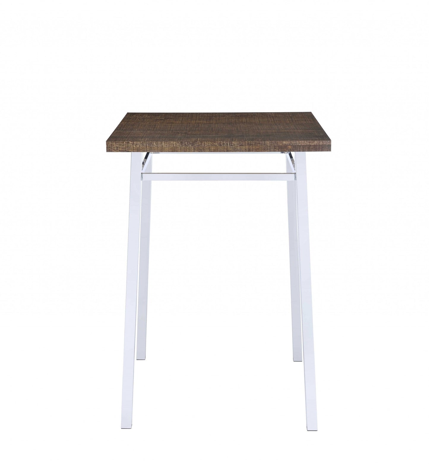 HomeRoots 30' x 30' x 42' Oak And Chrome Bar Table