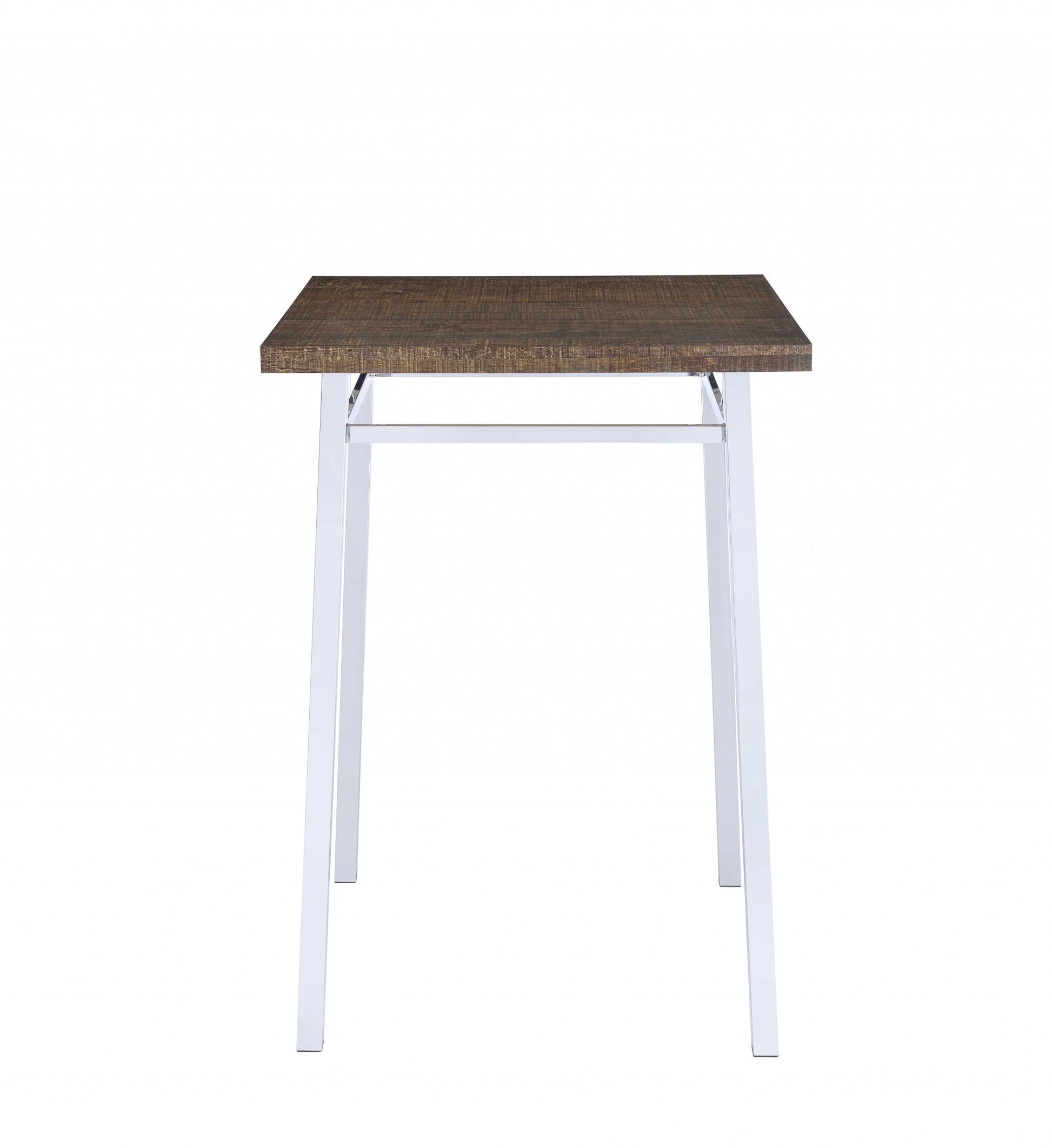 HomeRoots 30' x 30' x 42' Oak And Chrome Bar Table