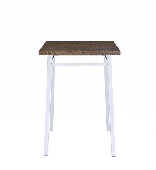 HomeRoots 30' x 30' x 42' Oak And Chrome Bar Table