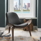 HomeRoots 30" x 36" x 30" Black Bonded Leather Walnut Wood Upholstered (Seat) Accent Chair