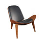 HomeRoots 30" x 36" x 30" Black Bonded Leather Walnut Wood Upholstered (Seat) Accent Chair