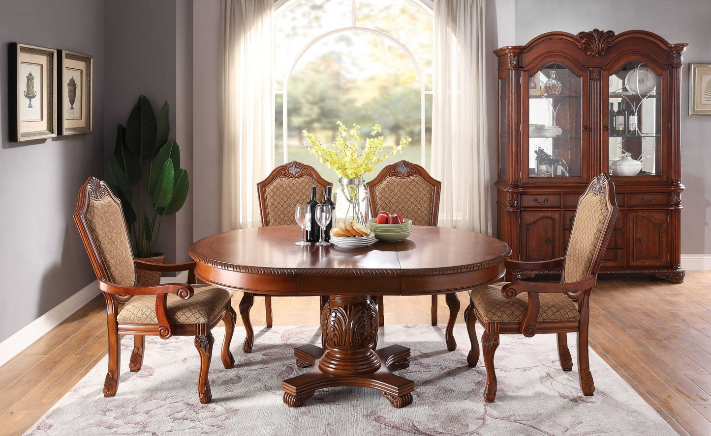 HomeRoots 30' x 48' x 66' Wood Poly-Resin Veneer And Engineered Wood Dining Table Cherry