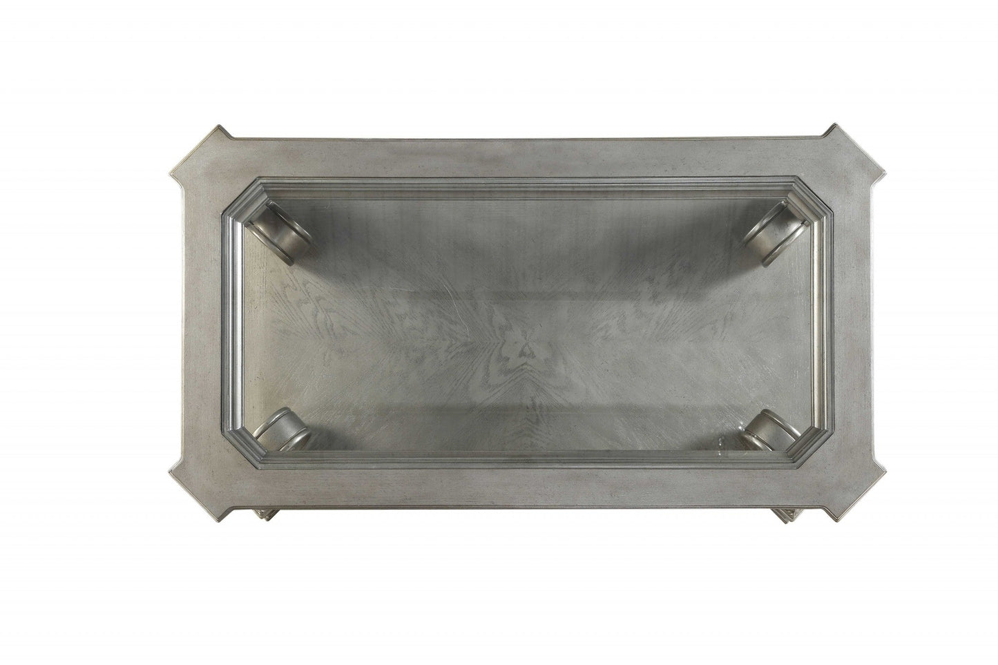 HomeRoots 30' x 54' x 20' Antique Champagne Clear Glass Wood Poly-Resin Coffee Table
