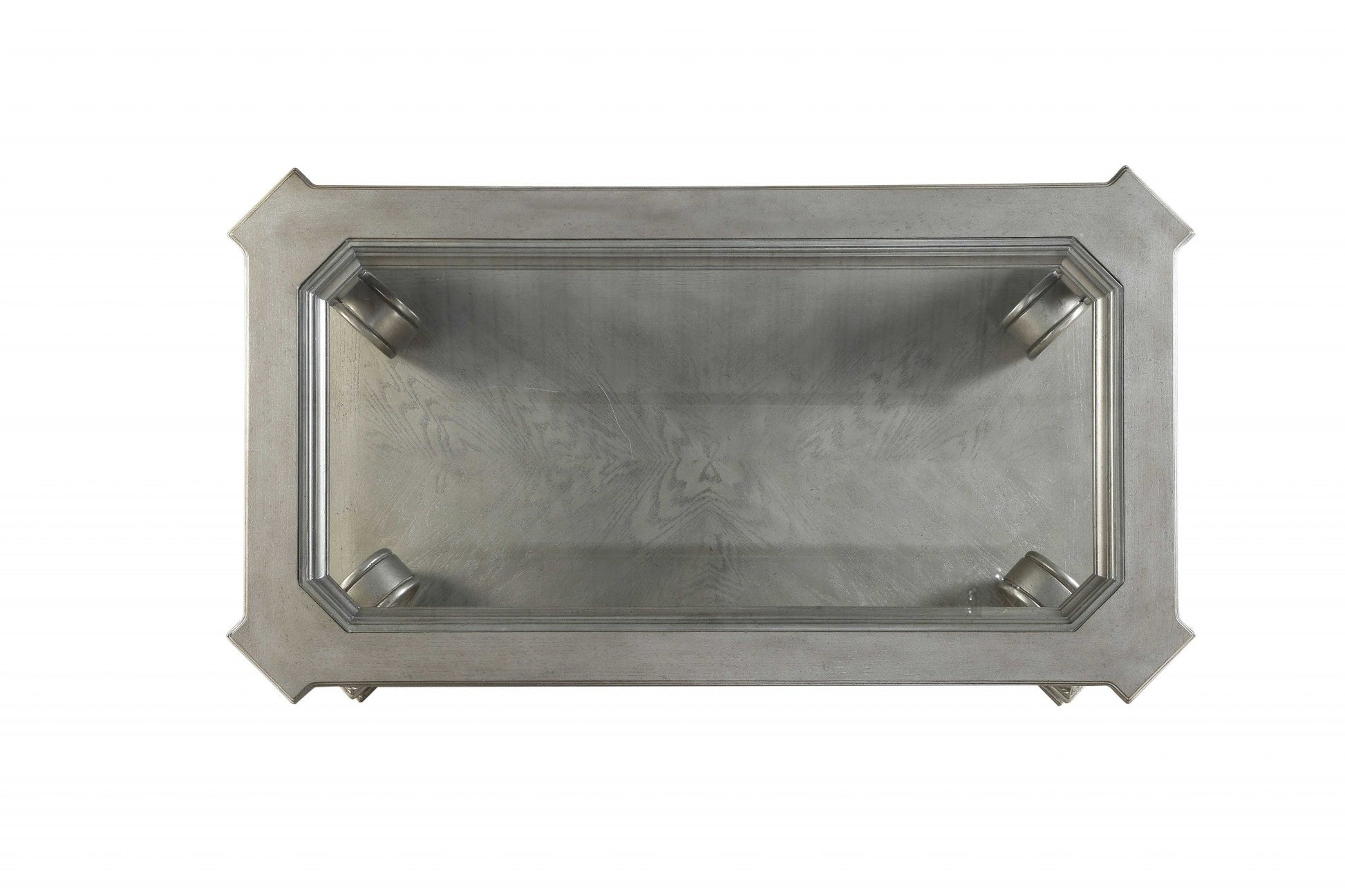 HomeRoots 30' x 54' x 20' Antique Champagne Clear Glass Wood Poly-Resin Coffee Table