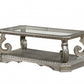 HomeRoots 30' x 54' x 20' Antique Champagne Clear Glass Wood Poly-Resin Coffee Table