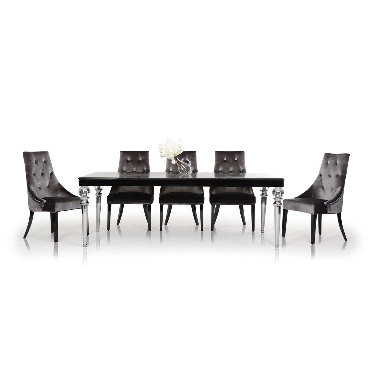 HomeRoots 31" Black Crocodile Lacquer Dining Table