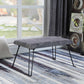 HomeRoots 31" Blue and Cream Postcard Upholstered Folding Bench