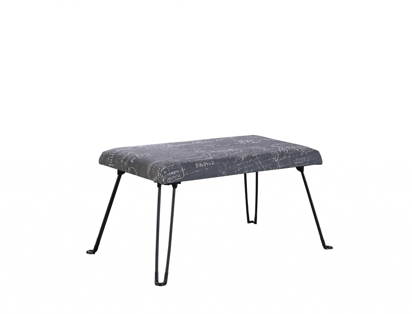 HomeRoots 31" Blue and Cream Postcard Upholstered Folding Bench